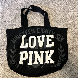 Victoria's Secret Black and White Love Pink Tote Vintage